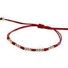 Anil Arjandas Bracelet 15 Rose Gold Beads - Red Macrame