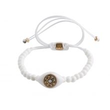 Anil Arjandas Bracelet White Agate Pumped Eye - Rose Gold and White Diamonds