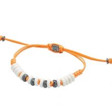 Anil Arjandas Multistoppers Bracelet White Agate - Silver with Black Diamonds - Orange Macrame