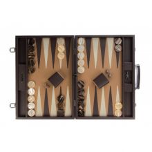 Hector Saxe Baptiste Backgammon Cuir Buffle Competition Chocolat