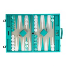 Hector Saxe Camille Backgammon Cuir Couture Competition Turquoise