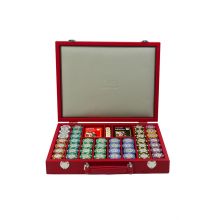 Hector Saxe Coffret Poker Cuir Buffle Rouge Grand Modèle