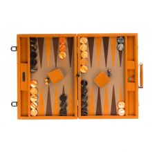 Hector Saxe Come Backgammon Cuir Chevron Competition Orange