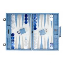 Hector Saxe Gabin Backgammon Cuir Façon Galuchat Competition Bleu