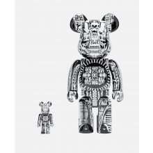 400% + 100% BEARBRICK H.R Giger Black Chrome