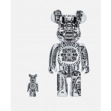 400% + 100% BEARBRICK H.R Giger White Chrome