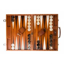 Hector Saxe Louis Backgammon cuir patiné compétition Cognac