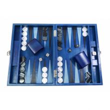 Hector Saxe Louis Backgammon Cuir Patiné Medium Bleu Roi