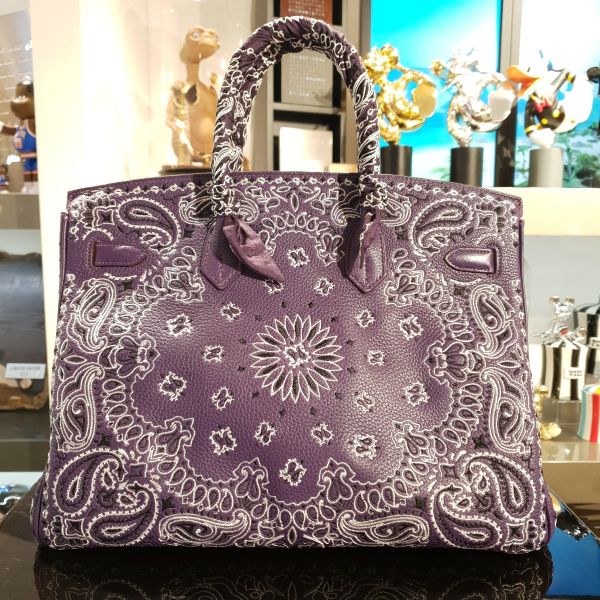 purple hermes bag