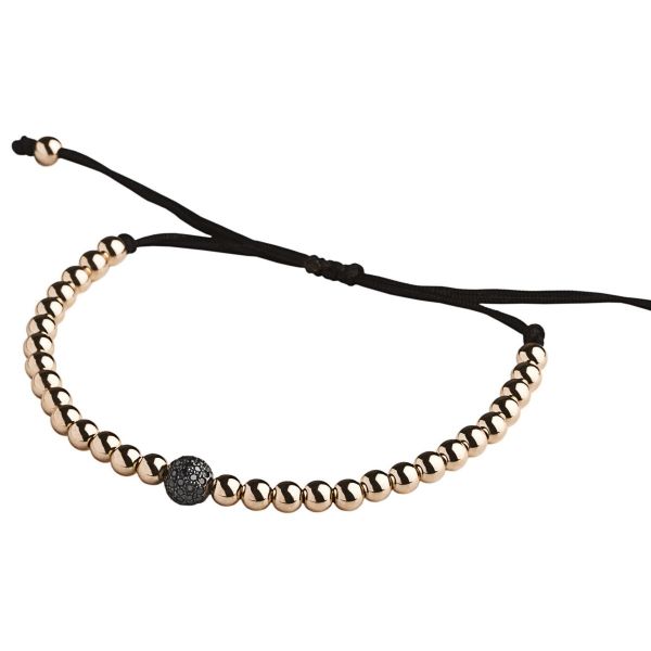 Beads Macrame 1 Full Black Diamond Bead with Bracelet in Pink