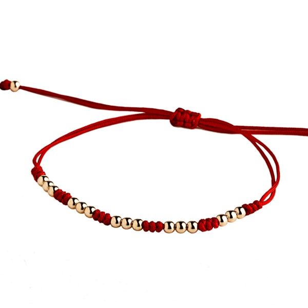 Anil Arjandas Bracelet 15 Rose Gold Beads Red Macrame Connect Paris