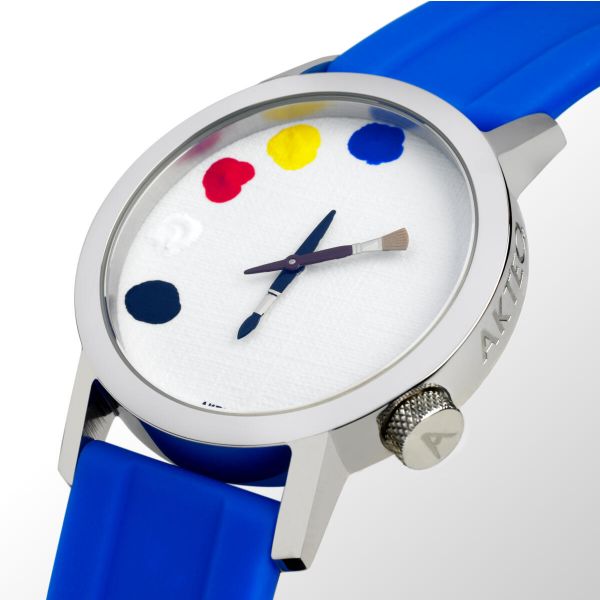 Akteo Blue Painter\'s Watch_Blue Paint Kubik Montre à thème pour les passionnés d main image 2
